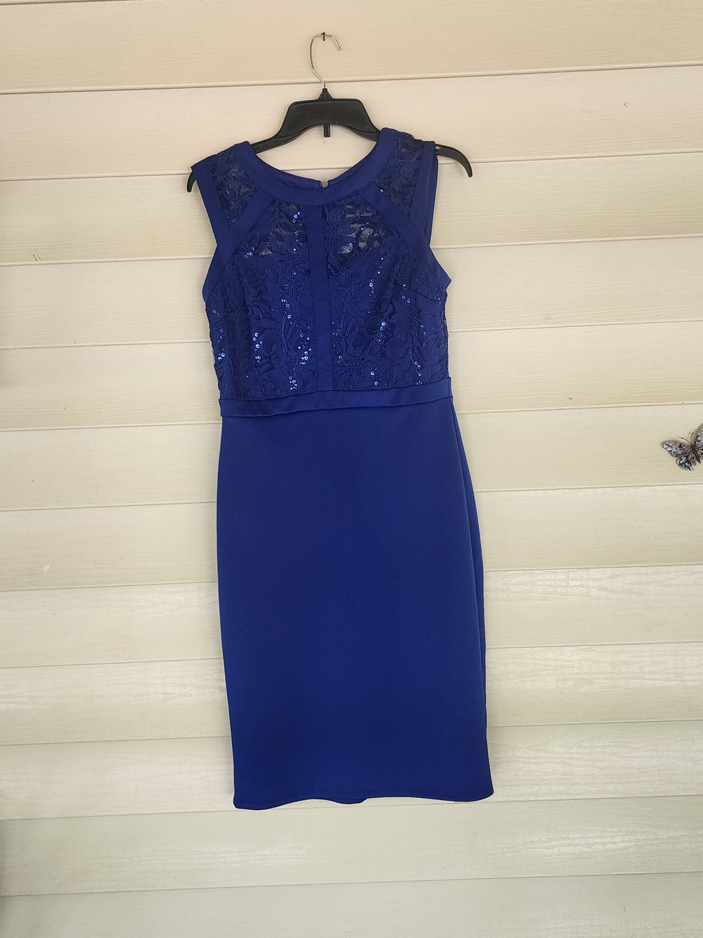 Enfocus Studio Sequined Lace Midi Dress in Royal Blue